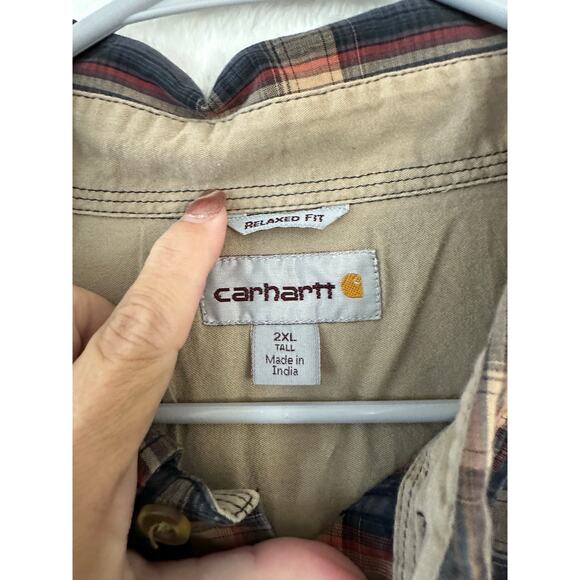 Carhartt Plaid Button Down Shirt 2XL Tall 2XLT Mens Casual - Picture 4 of 7